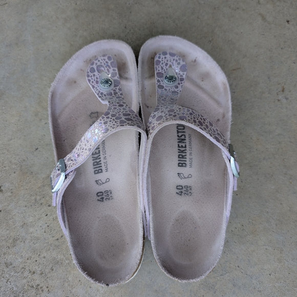 Birkenstock Silver and Purple Sandals With Irediscent Print - Picture 2 of 7